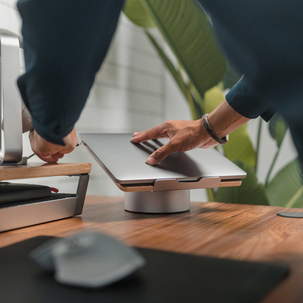 Showing HumanCentric's desk set up