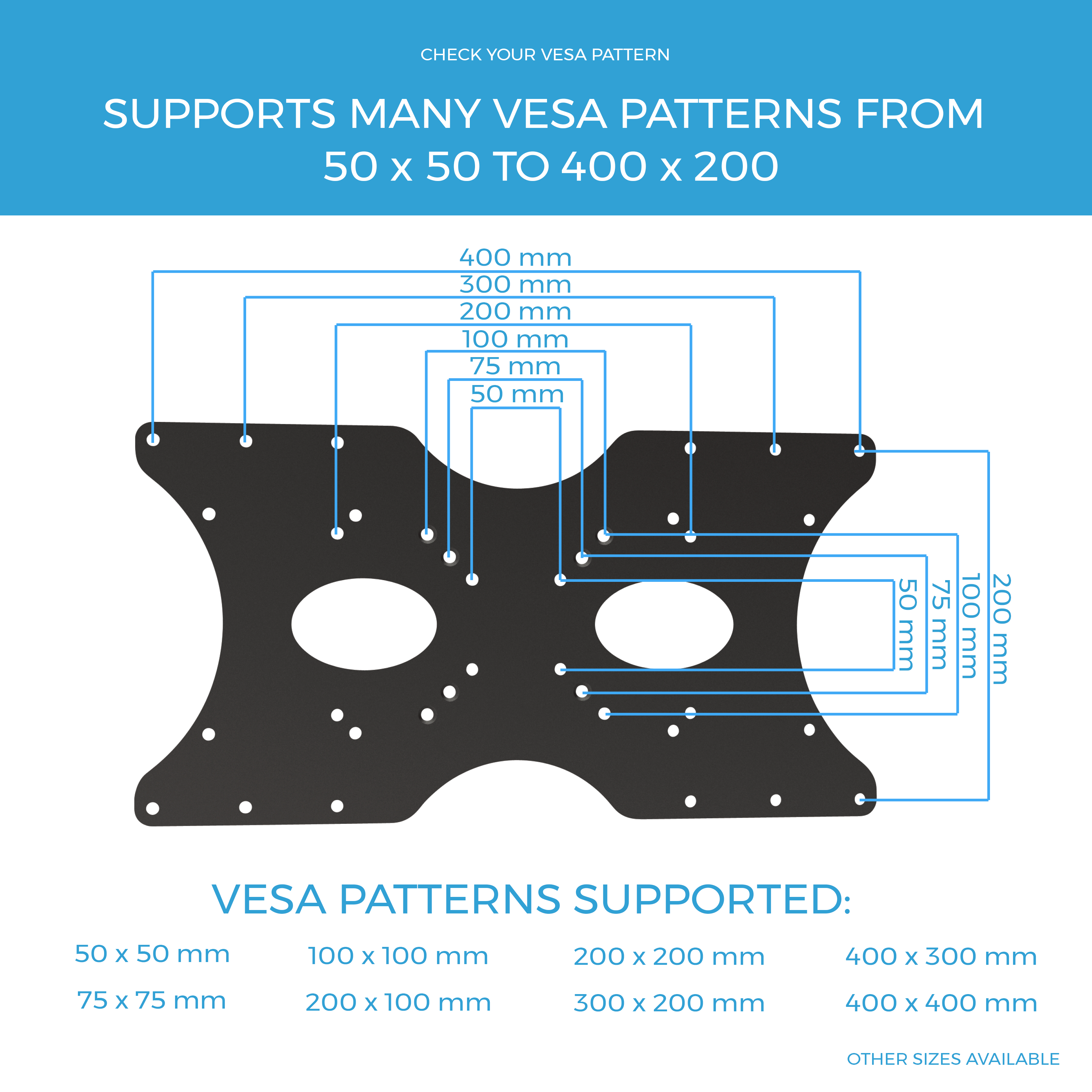 VESA Adapter Kit 200x200 Pattern to 300x100, 300x200 & 300x300