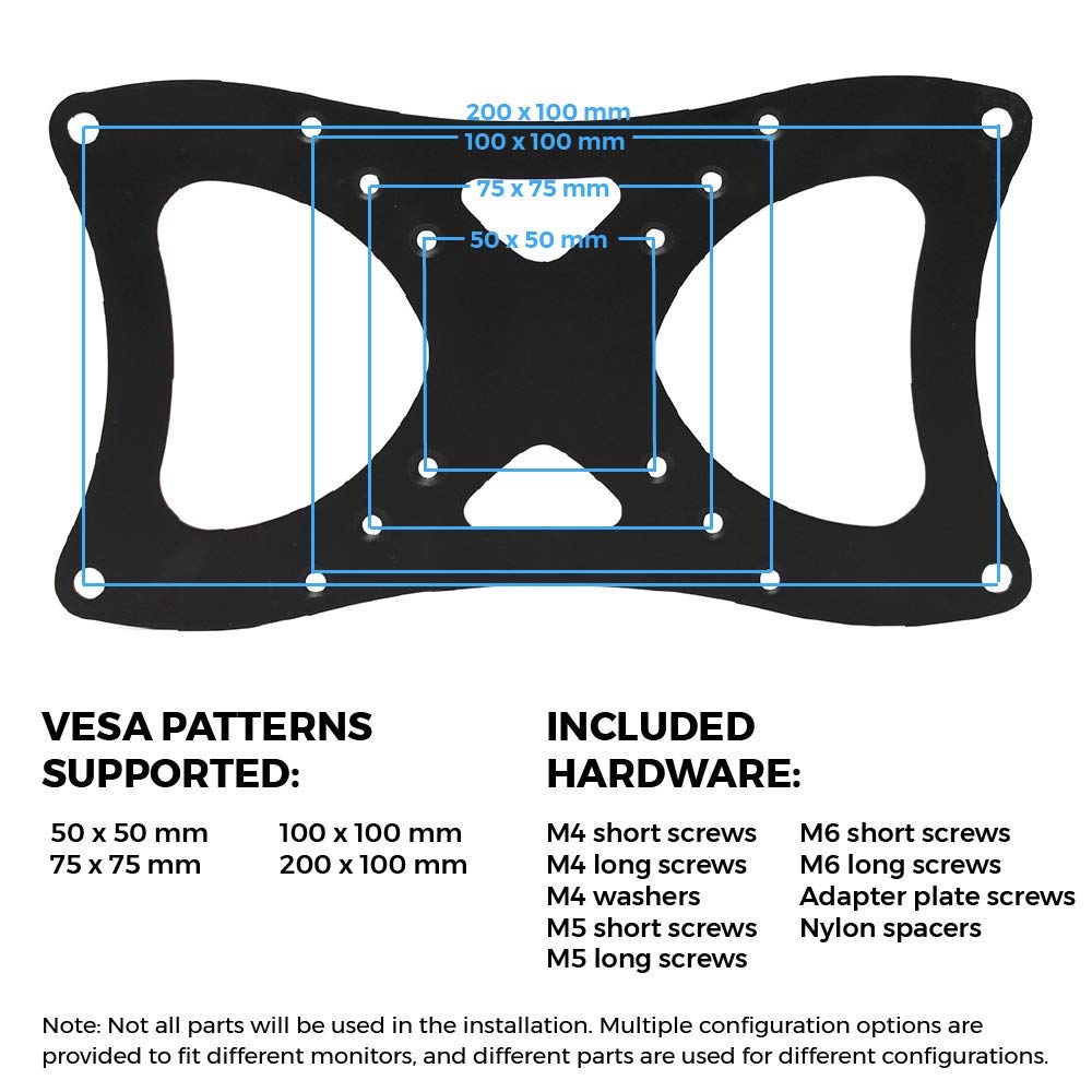 VESA Mount Adapter Plate for TV Mounts, 4 VESA Patterns – HumanCentric