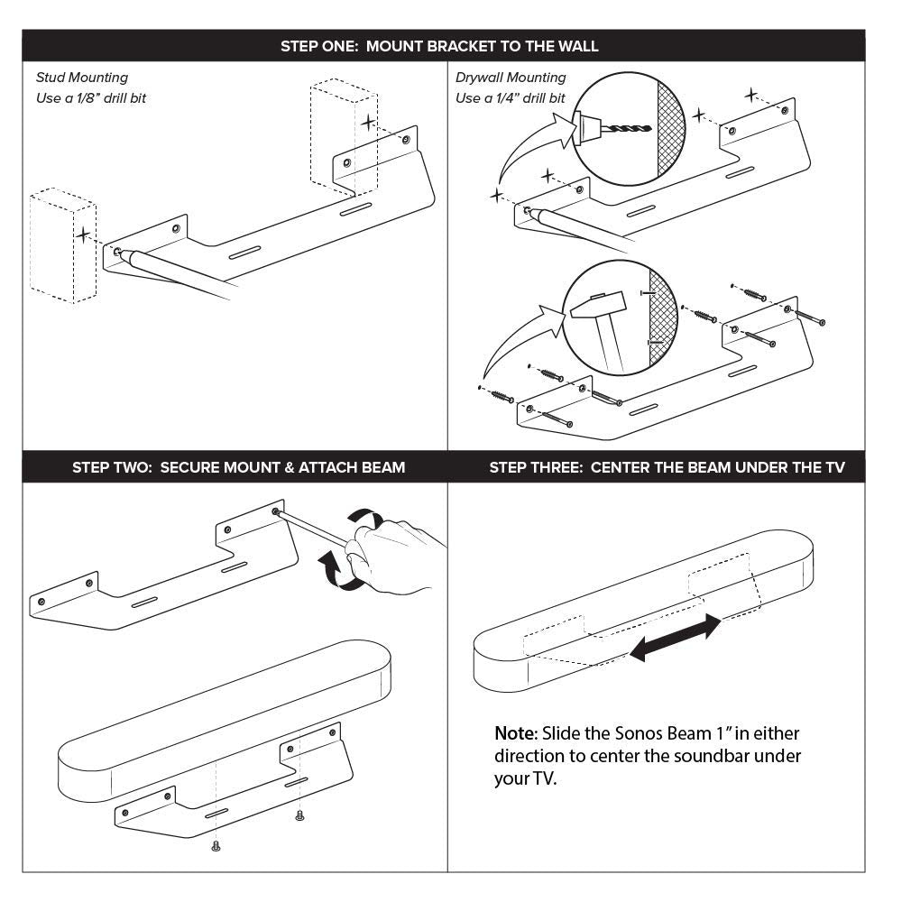 HumanCentric Wall Mount Compatible with Sonos Arc Sound Bar (Black),  Floating Style Mounting Bracket Compatible with Sonos Arc Wall Mount,  Soundbar