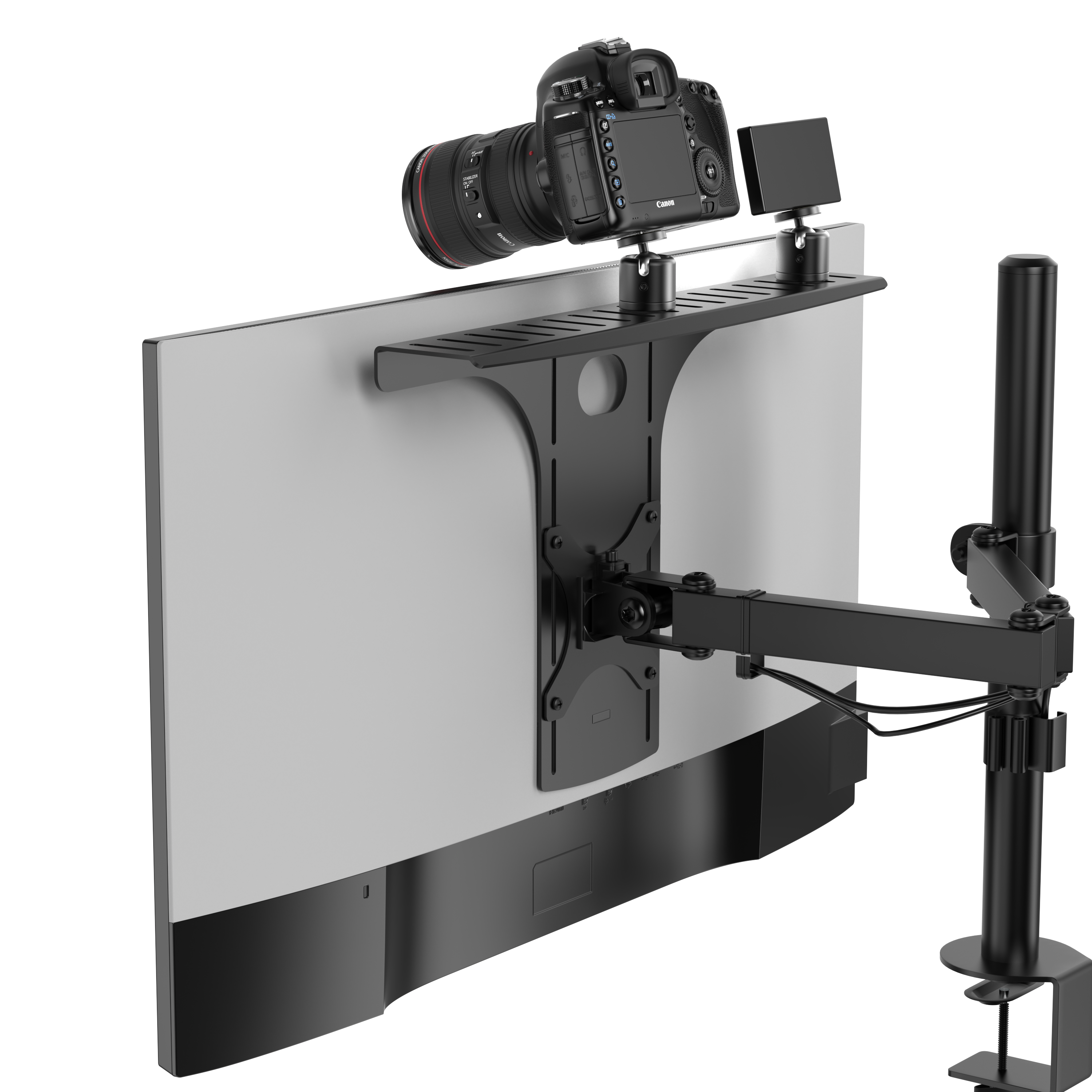 Camera & Video Shelf for Monitor Arms, Video Conferencing & Streaming