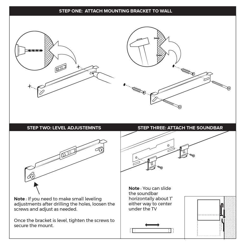 Bose WB-120 SOLO 5 Wall Mount Kit – Black, Fixed Mount For Solo 5 Soundbar, 722713-0010